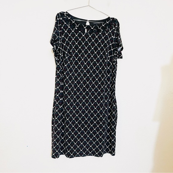 41 Hawthorn Edit Lattice Detail Knit Short Sleeve Casual Dress 1X Black/White - Picture 1 of 13